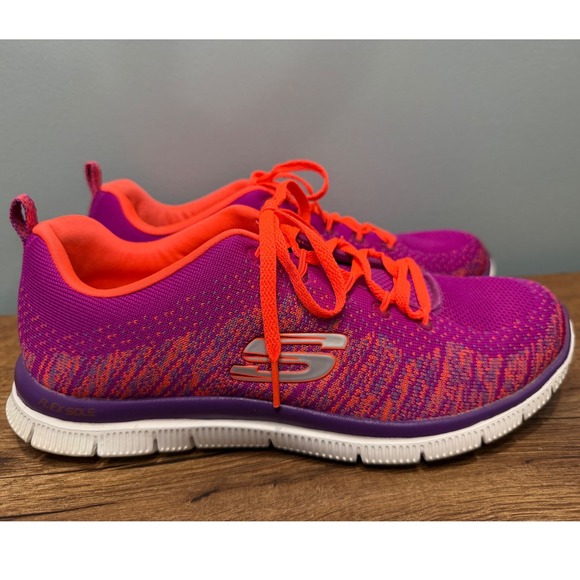 Skechers Skech-Knit Memory Foam Purple Orange Running Shoes 11877 Womens 9 - Picture 2 of 9